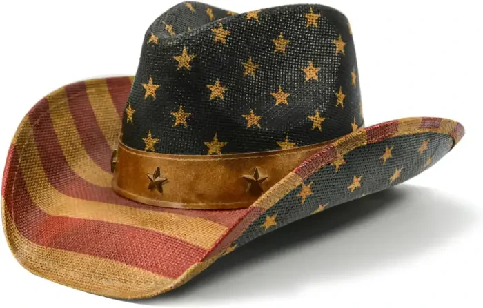 FLUFFY SENSE Vintage American Flag Cowboy Hat