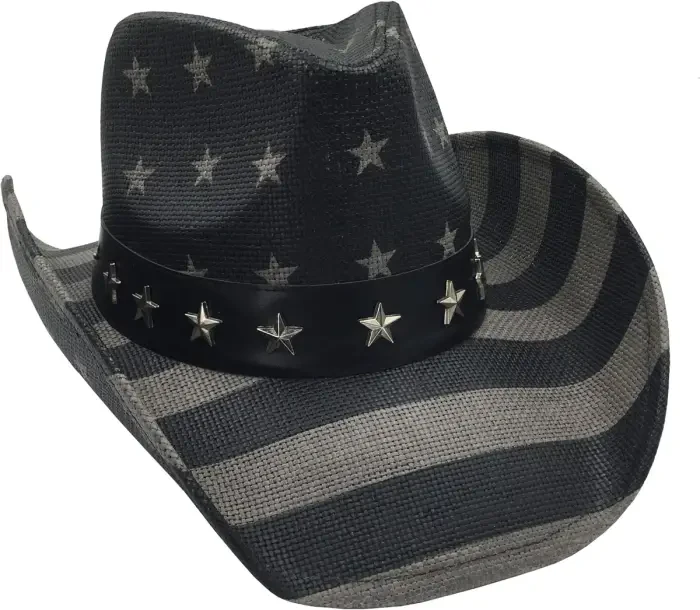 grinderPUNCH Black & Gray American Flag Cowboy Hat