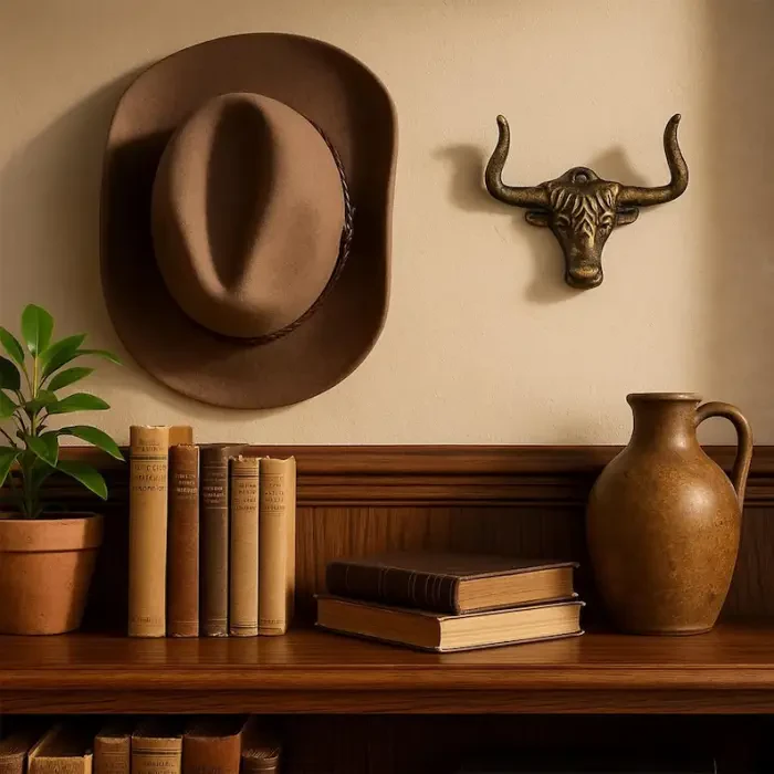 Cast Iron Bull Head Cowboy Hat Rack